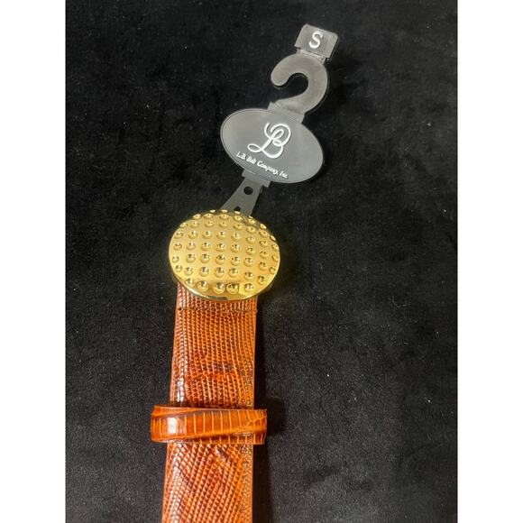 Women's Genuine Brown Italian Leather Belt Small with Gold Embellishments NWT - Picture 3 of 5